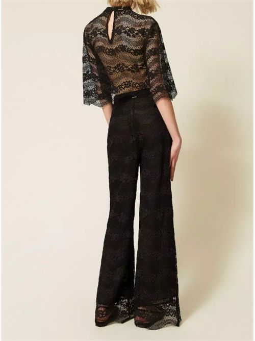 MACRAME' LACE PANTS TWIN SET | 261TP290100006 NERO